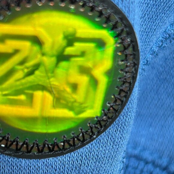 Jordan 13 Classic Cut Flint Blue Rare Pullover Hoodie Size M | Logo Hologram Y2K - Picture 12 of 13